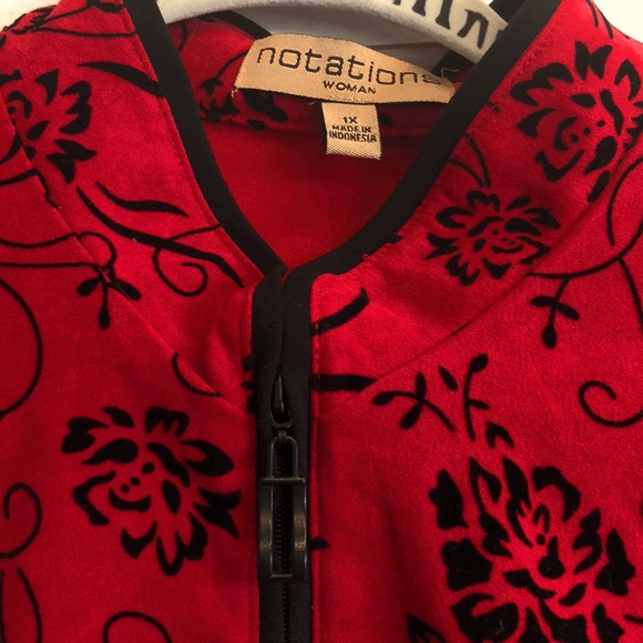 Notations red and black velvet jacket - Picture 2 of 6